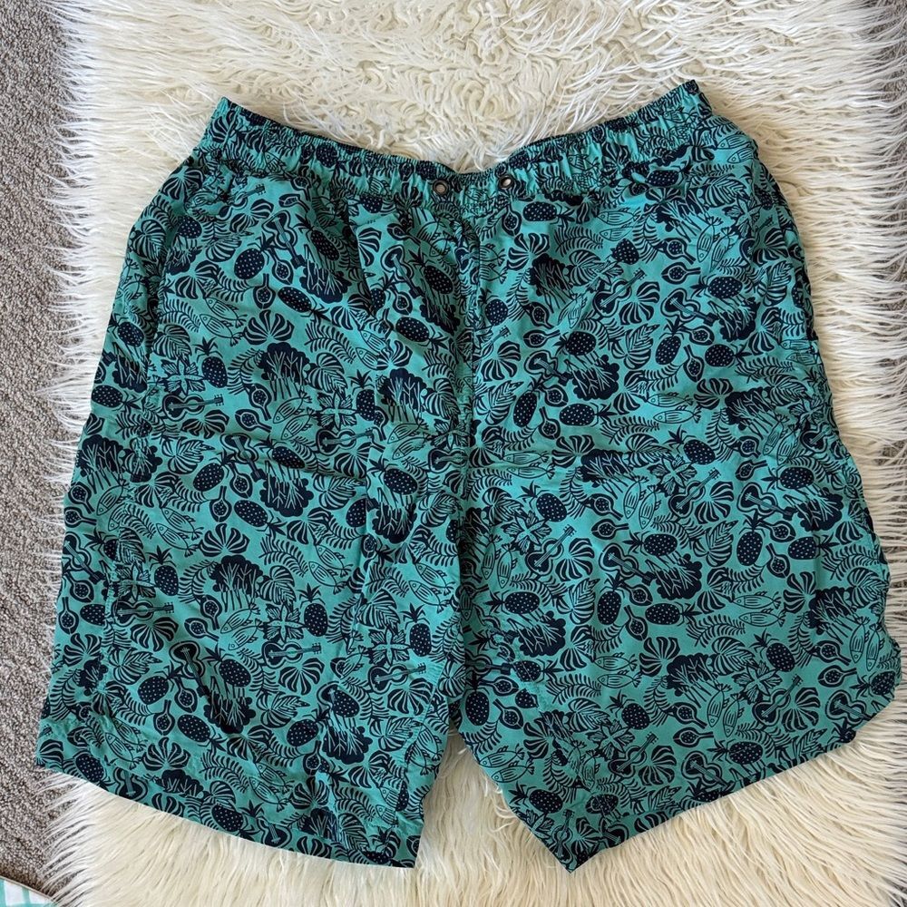 Saxx Men's Teal and Black Floral Swim Shorts